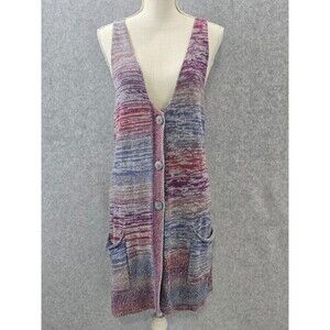 Mudd Y2K Space Dye Knit Cardigan Sweater Vest Duster Boho Womens Juniors XL